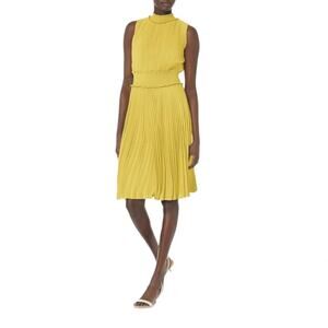 Nanette Lepore Women's Smocked High Neck Pleated
Dress Size 8
